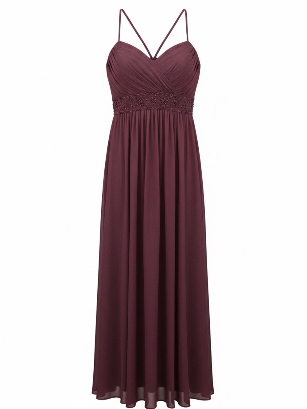 David's Bridal Burgundy Spaghetti-Strap Maxi Dress